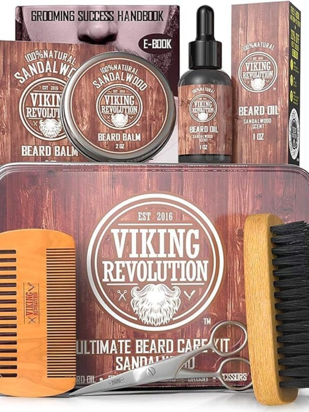 Ultimate Beard Kit - Sandalwood, 5 Pcs with Metal Box